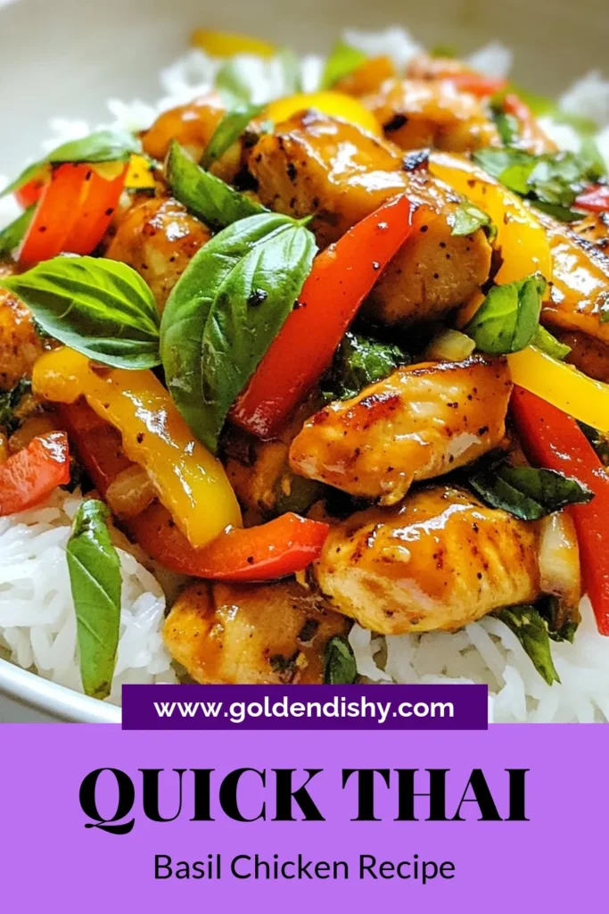 Discover this easy Thai chicken stir-fry with our delicious Thai basil chicken recipe! Perfect for a quick weeknight meal, this spicy Thai chicken dish features tender chicken, fresh veggies, and aromatic herbs all served over jasmine rice. In just 20 minutes, you can create a flavorful, satisfying dinner that will impress your family. Save this Thai basil chicken with rice recipe for your next meal! #ThaiBasilChicken #EasyStirFry #SpicyThaiChicken #QuickMeals