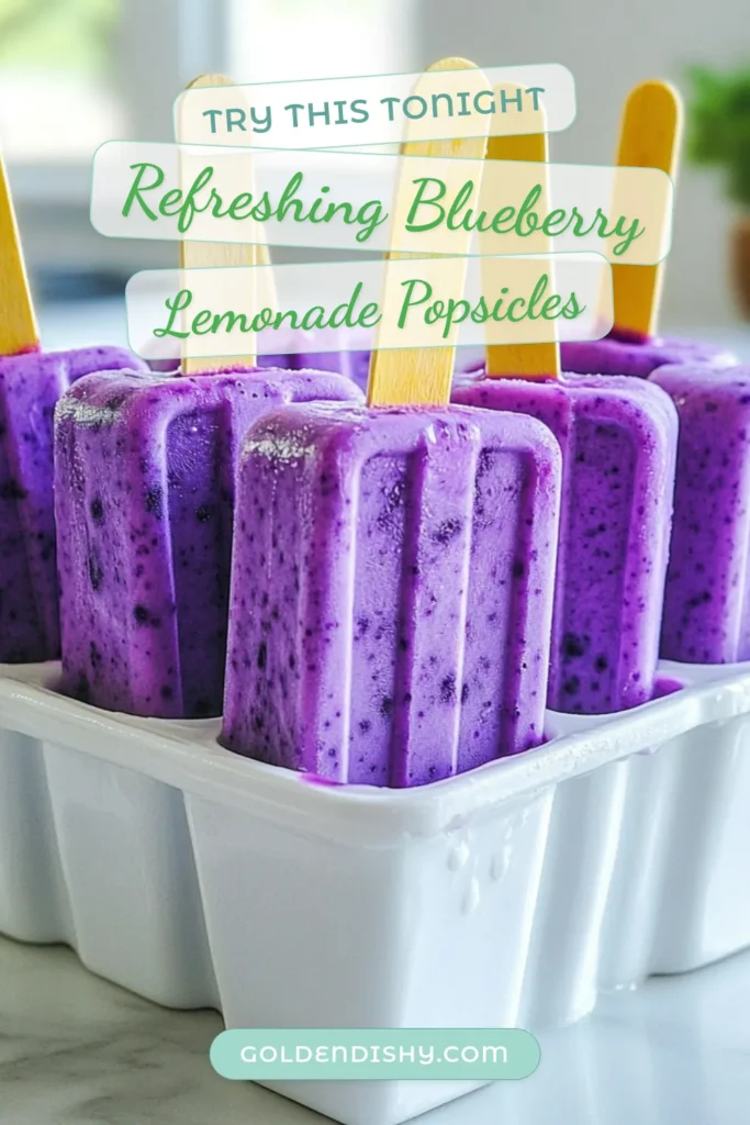 Cool down this summer with delicious blueberry lemonade popsicles! This homemade popsicle recipe combines fresh blueberries and zesty lemons for a refreshing treat that’s both healthy and satisfying. Perfect for hot days, these fruit popsicles are easy to make and add a fun twist to your summer desserts. Try this healthy frozen treat recipe today and enjoy a burst of flavor! Save for later! #BlueberryLemonadePopsicles #HealthyFrozenTreats #SummerDesserts #FruitPopsiclesRecipe