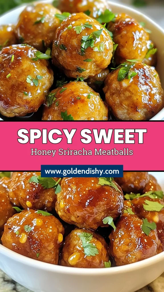 Transform dinner with these Honey Sriracha meatballs, a delicious ground chicken meatballs recipe that's simple and bursting with flavor. This easy meatball recipe features a spicy meatball sauce that will have everyone coming back for seconds! Baked meatballs with honey offer the perfect balance of sweet and spicy. Don't miss out on this crowd-pleaser—pin it now for a tasty weeknight meal! #HoneySrirachaMeatballs #EasyMeatballRecipe #SpicyMeatballSauce #GroundChickenMeatballs