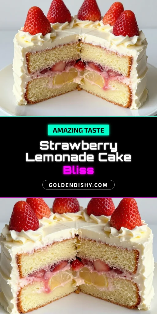 Discover the ultimate Strawberry Lemonade Cake recipe that’s perfect for summer! This deliciously refreshing cake combines the sweet taste of strawberries with zesty lemon frosting, making it a standout dish for any gathering. Learn how to make strawberry lemonade cake with our easy-to-follow instructions. Treat your guests to this homemade strawberry lemonade cake that’s sure to impress. Save this for your next baking adventure! #StrawberryLemonadeCake #SummerDesserts #BakingRecipes #CakeDecorating