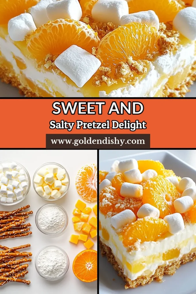 Indulge in the refreshing and delightful Mandarin Orange Pretzel Salad, the perfect chilled dessert recipe! This no-bake pretzel salad features a creamy layer made with cream cheese and a burst of fruity goodness from mandarin oranges and crushed pineapple. Ideal for parties or family gatherings, this dessert will surely impress. Try this easy recipe today and make your dessert table unforgettable! #MandarinOrangePretzelSalad #DessertRecipes #NoBakeSalad #FruityDesserts