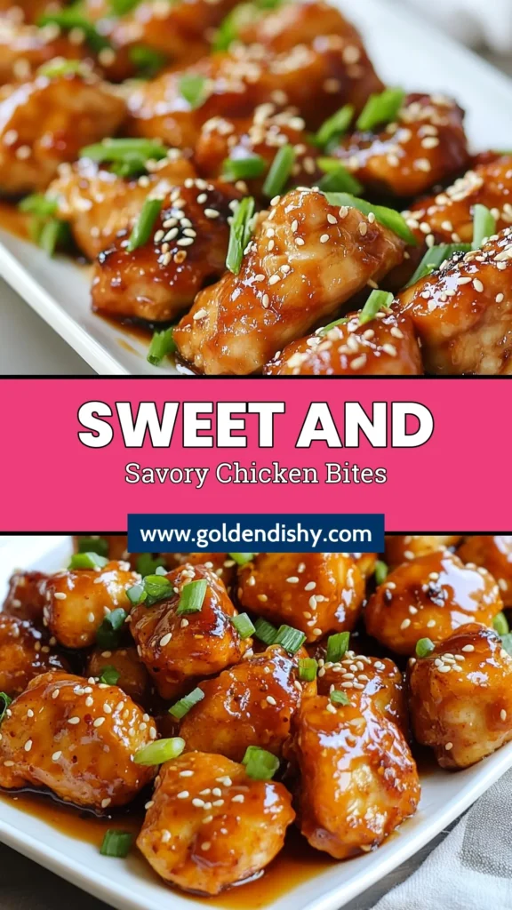 Looking for a delicious and quick dinner idea? Try these honey garlic chicken bites! This easy chicken recipe features tender chicken marinated in a sweet and savory sauce, making it a perfect Asian-inspired chicken dish. With just a few ingredients, you'll create a healthy chicken meal the whole family will love. Save this recipe for your next weeknight dinner! #HoneyGarlicChickenBites #EasyChickenRecipes #QuickDinnerIdeas #HealthyChickenMeals