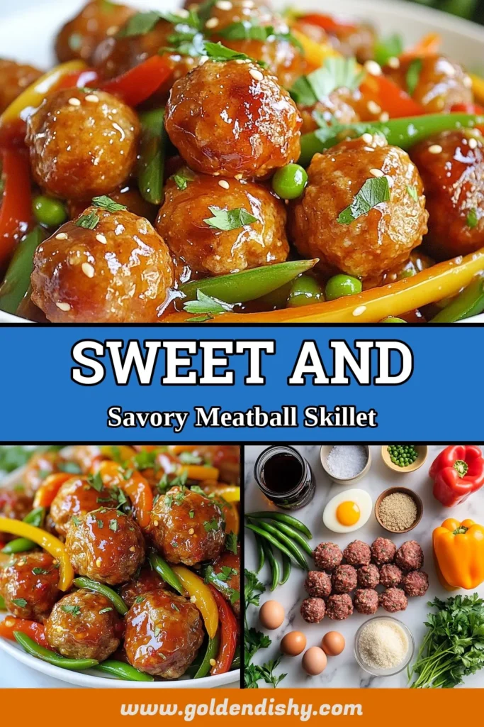 Looking for a delicious and easy meatball dinner? Try this Honey Garlic Meatball Skillet! These sweet and savory meatballs are made with ground beef or turkey and smothered in a flavorful honey garlic sauce recipe that's sure to impress. Perfect for weeknight meals, this skillet meatball recipe is quick to prepare and packed with veggies. Save this recipe for your next family dinner! #HoneyGarlicMeatballs #SkilletMeatballRecipe #EasyMeatballDinner #SweetAndSavoryMeatballs