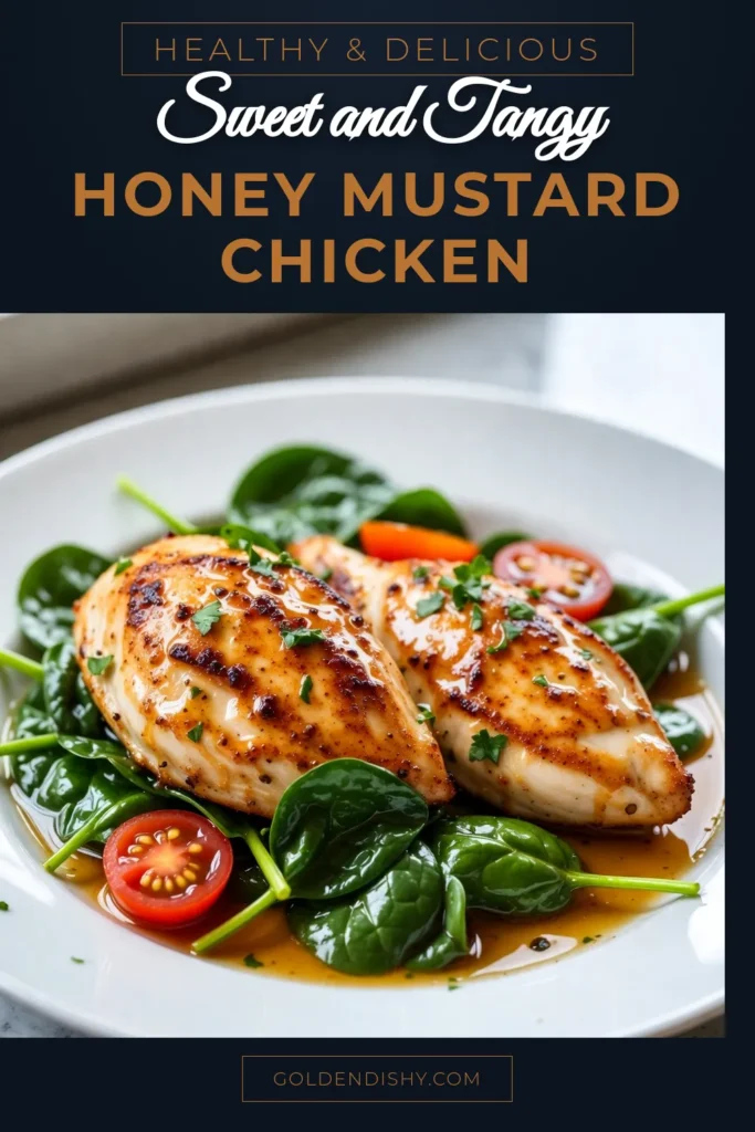 Looking for an easy chicken dinner? Try this Honey Mustard Chicken Skillet! This one-pan chicken recipe features juicy chicken breasts seared to perfection and coated in a delightful honey mustard sauce, combined with fresh spinach and cherry tomatoes. It's a quick and healthy chicken skillet meal ready in just 30 minutes! Perfect for busy weeknights. Save this honey mustard chicken recipe for your next dinner! #OnePanMeals #EasyDinnerRecipes #HealthyCooking #ChickenRecipes