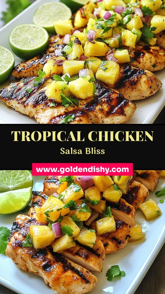 Discover the refreshing taste of Tropical Pineapple Salsa Chicken, the perfect addition to your collection of tropical chicken recipes. This easy salsa chicken recipe features juicy grilled chicken with pineapple, paired with a vibrant cilantro lime salsa that dazzles the taste buds. Ready in just 30 minutes, it’s ideal for quick weeknight dinners or summer gatherings. Try this delicious grilled chicken with pineapple and impress your guests! Pin now for flavorful meals! #PineappleSalsaChicken #TropicalChickenRecipes #EasySalsaChicken #GrilledChickenWithPineapple
