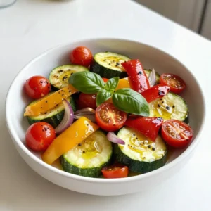 - Fresh vegetables used: - 1 large zucchini, sliced into &frac12;-inch rounds - 1 red bell pepper, chopped into bite-sized pieces - 1 yellow bell pepper, chopped into bite-sized pieces - 1 cup cherry tomatoes, halved - 1 red onion, cut into wedges - 4 cloves garlic, finely minced - Herbs and seasonings: - 1 teaspoon dried oregano - 1 teaspoon dried basil - 1 teaspoon dried thyme - Salt and freshly ground black pepper to taste - Fresh basil leaves, torn, for garnish - Olive oil and seasoning details: - 2 tablespoons extra virgin olive oil Using fresh ingredients is key to great flavor. Each vegetable brings its own taste and texture. Zucchini adds a soft bite, while bell peppers offer sweetness. Cherry tomatoes burst with juice, and red onion gives a nice sharpness. Garlic adds depth to the dish. For herbs, I love using oregano, basil, and thyme. They blend well together and enhance the vegetables. A good drizzle of extra virgin olive oil helps everything roast to perfection. Plus, it adds a rich flavor that ties it all together. Don&rsquo;t forget the salt and pepper! They balance the herbs and make each bite pop. Finally, torn fresh basil leaves give a fresh touch. This simple mix of ingredients turns plain veggies into a tasty side dish. {{ingredient_image_2}} Start by washing your veggies. I love using zucchini, bell peppers, cherry tomatoes, and red onion. Slice the zucchini into half-inch rounds. Chop the red and yellow bell peppers into bite-sized pieces. Halve the cherry tomatoes. Cut the red onion into wedges. Next, we will add flavor. Mince four cloves of garlic. Garlic adds a great punch to the dish. Now, we need to season. Drizzle two tablespoons of extra virgin olive oil over the veggies. Toss them well to coat everything evenly. Sprinkle one teaspoon each of dried oregano, basil, and thyme over the mix. Add salt and freshly ground black pepper to taste. Give everything another good toss. This will ensure each piece is flavorful. Preheat your oven to 400&deg;F (200&deg;C). This step is key for perfect roasting. Prepare a baking sheet by lining it with parchment paper. Spread the seasoned vegetables in an even layer on the sheet. Make sure not to crowd them. This space allows them to roast nicely. Now, place the baking sheet in the oven. Roast the vegetables for 25 to 30 minutes. Stir them halfway through cooking. This helps them cook evenly and get a nice caramelization. Once done, take the baking sheet out of the oven. Let the vegetables cool for a few minutes. This helps enhance their flavors. Carefully transfer the roasted veggies to a serving dish. For a lovely touch, garnish with torn fresh basil leaves. They add a burst of color and flavor. Pair these roasted veggies with grilled chicken or fish for a complete meal. Enjoy your delicious creation! To roast vegetables well, temperature matters. Preheat your oven to 400&deg;F (200&deg;C). This high heat helps the veggies caramelize and develop great flavor. Spacing is key too. Lay the vegetables out in a single layer. If they are too close, they will steam instead of roast. Different vegetables need different cooking times. For example, zucchini cooks fast, while carrots take longer. Keep an eye on your veggies and adjust the timing as needed. To make your roasted vegetables pop with flavor, think about adding more herbs. Fresh herbs work great in addition to dried ones. You can use parsley, rosemary, or even thyme. A splash of lemon or vinegar can brighten the dish. Just a little adds a nice tang. It&rsquo;s a simple way to boost flavor. How you serve your dish can make it more appealing. Try placing the roasted vegetables on a colorful plate. It makes the colors shine. For a fun touch, add fresh herbs as a garnish. Torn basil leaves look lovely and smell amazing. You can even sprinkle some feta cheese for extra flavor. Pro Tips Choose Seasonal Vegetables: Using seasonal vegetables enhances flavor and freshness, so visit your local market for the best options! Customize Your Herbs: Feel free to experiment with other herbs like rosemary or parsley to create a unique flavor profile that suits your taste. Don&rsquo;t Skip the Stir: Stirring the vegetables halfway through roasting helps achieve an even caramelization, ensuring all sides are perfectly cooked. Serve with a Drizzle: A light drizzle of balsamic glaze or a sprinkle of feta cheese before serving adds an extra layer of flavor and sophistication. {{image_4}} You can choose many different vegetables for this dish. Seasonal veggies are best as they taste great and are fresh. Here are some ideas: - Carrots, sliced - Eggplant, cubed - Brussels sprouts, halved - Asparagus, cut into pieces - Butternut squash, diced If you don't have one of the listed veggies, you can swap it out. Just make sure the new veggie roasts well. This recipe is easy to adjust for special diets. To keep it vegan, all the ingredients are plant-based. For gluten-free, no changes are needed. To make it heart-healthy, use less olive oil and add more veggies. You can also use less salt and more herbs for flavor. If you like heat, add chili flakes to the mix. Just a pinch can boost the flavor. You can also try spices from different cuisines. Use cumin for a warm taste or curry powder for a twist. Mixing spices can create a unique dish every time. Store your leftover Italian herb roasted vegetables in the fridge. Use an airtight container to keep them fresh. This helps prevent moisture and air from spoiling the veggies. Make sure the container is sealed well. You can keep them in the fridge for about 3 to 5 days. To freeze roasted vegetables, first let them cool completely. Spread them out on a baking sheet in one layer. Freeze for a few hours until solid. Then, transfer the frozen veggies to a freezer-safe bag or container. Be sure to remove as much air as possible. When you want to eat them, thaw the vegetables in the fridge overnight. Reheat them in the oven for best results or use a microwave if you're in a hurry. Italian herb roasted vegetables stay fresh in the fridge for up to 5 days. In the freezer, they can last for about 2 to 3 months. Watch for signs of spoilage, like a sour smell or mushy texture. If you see any mold, toss them out immediately. Enjoy your roasted veggies while they are at their best! Yes, you can use frozen vegetables. They save time and are convenient. However, they may not roast as well as fresh ones. Frozen vegetables often lose some texture when cooked. Fresh vegetables give a better crunch and flavor. If using frozen, thaw them first and pat dry. This helps avoid excess moisture. I love using a mix of dried oregano, basil, and thyme. These herbs bring out the best in vegetables. You can also try rosemary or parsley for a different taste. Combining herbs adds depth and flavor. Feel free to experiment with your favorite herbs, too! To reheat, use the oven for the best results. Preheat it to 350&deg;F (175&deg;C). Spread the vegetables on a baking sheet. Heat for 10-15 minutes until warm. You can also use a microwave, but they may lose some crispness. For best texture, stick with the oven method. Roasting vegetables is simple and rewarding. Fresh ingredients, flavorful herbs, and expert tips make a big difference. Prepping and cooking well ensures tasty results. You can try various vegetables and spices for new flavors. Remember to store leftovers properly to keep them fresh. Whether you choose seasonal options or adjust for diets, there's something for everyone. Enjoy discovering the joy of roasted veggies in your meals. Happy cooking!