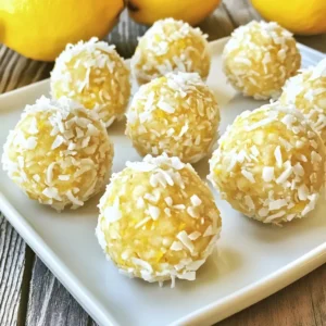 To make Lemon Coconut Energy Balls, you need simple, healthy ingredients. Here’s what you’ll need: - 1 cup rolled oats - 1/2 cup unsweetened shredded coconut - 1/4 cup almond butter - 1/4 cup honey or maple syrup - Zest of 1 lemon - 2 tablespoons fresh lemon juice - 1/2 teaspoon vanilla extract - A pinch of salt - Optional: 2 tablespoons chia seeds or flaxseeds Each ingredient plays a key role in flavor and texture. The rolled oats form the base and provide energy. Shredded coconut adds a tropical taste and chewiness. Almond butter gives creaminess and healthy fats. Honey or maple syrup sweetens the mix and binds it together. Lemon zest and juice bring freshness and a zesty kick. Vanilla extract enhances the overall flavor, while salt balances the sweetness. If you want a nutrition boost, add chia or flaxseeds. These tiny seeds pack a punch of omega-3s and fiber. This combination creates a tasty snack that’s easy to make. Now that you have your ingredients, you can start creating these energy balls! {{ingredient_image_2}} - In a large bowl, combine 1 cup of rolled oats and 1/2 cup of unsweetened shredded coconut. This is the heart of your energy balls. - Next, add 1/4 cup of almond butter and 1/4 cup of honey or maple syrup. This will give your mixture a sweet and creamy base. - Now, incorporate the zest of 1 lemon and 2 tablespoons of fresh lemon juice. This will make your energy balls bright and zesty. - Mix in 1/2 teaspoon of vanilla extract and a pinch of salt. These flavors will enhance the taste. - For an extra boost, you can include 2 tablespoons of chia seeds or flaxseeds. This adds fiber and healthy fats. - Use a sturdy spatula or your hands to mix all the ingredients thoroughly. The mixture should feel sticky but moldable. - Take small amounts of this mixture, about 1 inch in diameter, and roll them gently between your palms until smooth. Aim for uniform size for even texture. - Arrange the shaped energy balls on a lined baking tray. This prevents them from sticking. - Transfer the tray to the refrigerator and chill for at least 30 minutes. This helps the energy balls firm up nicely. - After chilling, your tasty bites are ready for snacking or taking on the go! To get the perfect texture, your mix should be sticky yet moldable. If it feels too dry, add a bit more almond butter or honey. If it's too wet, add a little more oats or coconut. Adjust the sweetness to your taste. You can add more honey or use less, depending on how sweet you like it. You can make these energy balls even better! Try adding nuts for crunch or protein powder for extra energy. Chia seeds or flaxseeds are great optional add-ins too. They boost fiber and omega-3s without changing the taste much. Pair these energy balls with a refreshing drink, like green tea or coconut water. They also taste great with fresh fruit. Try them with slices of apple or some berries for a fun snack! Pro Tips Adjust Sweetness: If you prefer a less sweet energy ball, reduce the amount of honey or maple syrup. You can also substitute with a sugar-free sweetener of your choice. Experiment with Flavors: Try adding different flavor extracts like almond or coconut for a unique twist, or mix in spices such as cinnamon or nutmeg for added warmth. Storage Tips: Keep the energy balls in an airtight container in the fridge to maintain freshness. You can also freeze them for up to 3 months for longer storage. Rolling Technique: To make rolling easier, wet your hands slightly before shaping the balls. This prevents the mixture from sticking to your palms. {{image_4}} You can create fun twists on the Lemon Coconut Energy Balls. Here are two ideas: - Coconut Lime Energy Balls: Replace the lemon zest and juice with lime. The lime gives a fresh, zesty kick. Just follow the same steps in the recipe. - Chocolate Chip Lemon Coconut Balls: Add mini chocolate chips to the original mix. The chocolate pairs well with the lemon flavor. Use about 1/4 cup of chips for a sweet surprise. Many people have dietary needs. Here are ways to make these energy balls fit your diet: - Nut-free options: If you can't use almond butter, try sunflower seed butter. It has a similar texture and taste without nuts. - Vegan alternatives for honey: Swap honey for maple syrup or agave nectar. Both options work well and keep it plant-based. Sometimes, you might want to change up the ingredients. Here are simple swaps: - Using peanut butter instead of almond butter: Peanut butter adds a different flavor but still keeps the balls tasty. - Other sweetener options available: You can use coconut sugar, date syrup, or stevia as sweeteners. Each will give a unique flavor while keeping sweetness in check. Feel free to experiment with these variations and substitutions. They help you make these energy balls your own! To keep your Lemon Coconut Energy Balls fresh, always use airtight containers. This helps prevent moisture and keeps them from drying out. Store them in the fridge for up to one week. You can grab one whenever you need a quick snack! If you want to save some for later, freezing works great. Place the energy balls in a single layer on a tray. Once they freeze, transfer them to a freezer-safe bag or container. They can last up to three months in the freezer. When you want to eat them, just take out what you need. Let them thaw in the fridge or at room temperature for about 15 minutes. Check your energy balls for signs of spoilage. If they smell off or have an unusual texture, it's best to toss them. For the best taste, eat them within the first week. Enjoy them fresh for the best flavor and texture! Lemon Coconut Energy Balls can last up to one week in the fridge. Store them in an airtight container. They will stay fresh and tasty. If you want them to last longer, you can freeze them. They can last up to three months in the freezer. Yes, you can easily make these energy balls gluten-free. Just use certified gluten-free oats. This way, you ensure no gluten touches your snack. Most brands offer gluten-free oats, so finding them is simple. If you need a substitute for almond butter, try peanut butter or sunflower seed butter. Both options work well. Each will give a different flavor, but they will still taste great. Just make sure the substitute is smooth and creamy. Absolutely! Lemon Coconut Energy Balls are perfect for kids. They are healthy and fun to eat. Kids love the sweet, tangy flavor. Plus, they can help you make them. It's a great way to get them involved in the kitchen. To make these energy balls sugar-free, use a sugar-free syrup. You can use monk fruit syrup or stevia. They add sweetness without sugar. Just remember to check the measurements, as they can vary from honey or maple syrup. Making Lemon Coconut Energy Balls is simple and fun. We learned about the key ingredients, like rolled oats and almond butter. Then, I showed you how to mix, shape, and chill them for the best taste. You can even try different flavors or substitutes to fit your needs. Energy balls are a great snack for everyone. They are healthy and easy to store. I hope you enjoy making these tasty bites as much as I do. Now, grab the ingredients and start your tasty adventure!